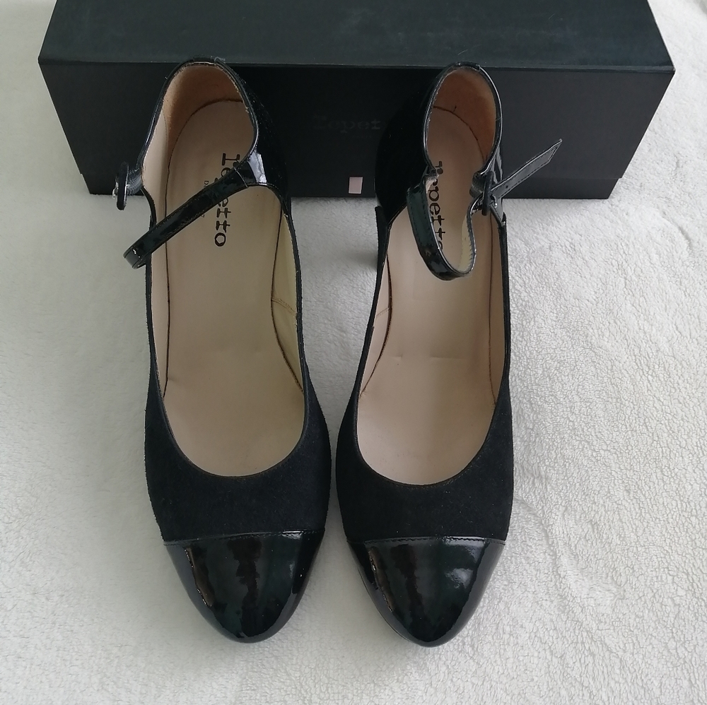 REPETTO Black Leather Strappy Heels 39,5